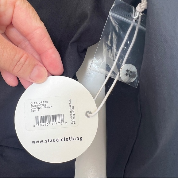 STAUD Clea Front Twist Long Sleeve Shirtdress in Black Size 12 NWT - Picture 6 of 6